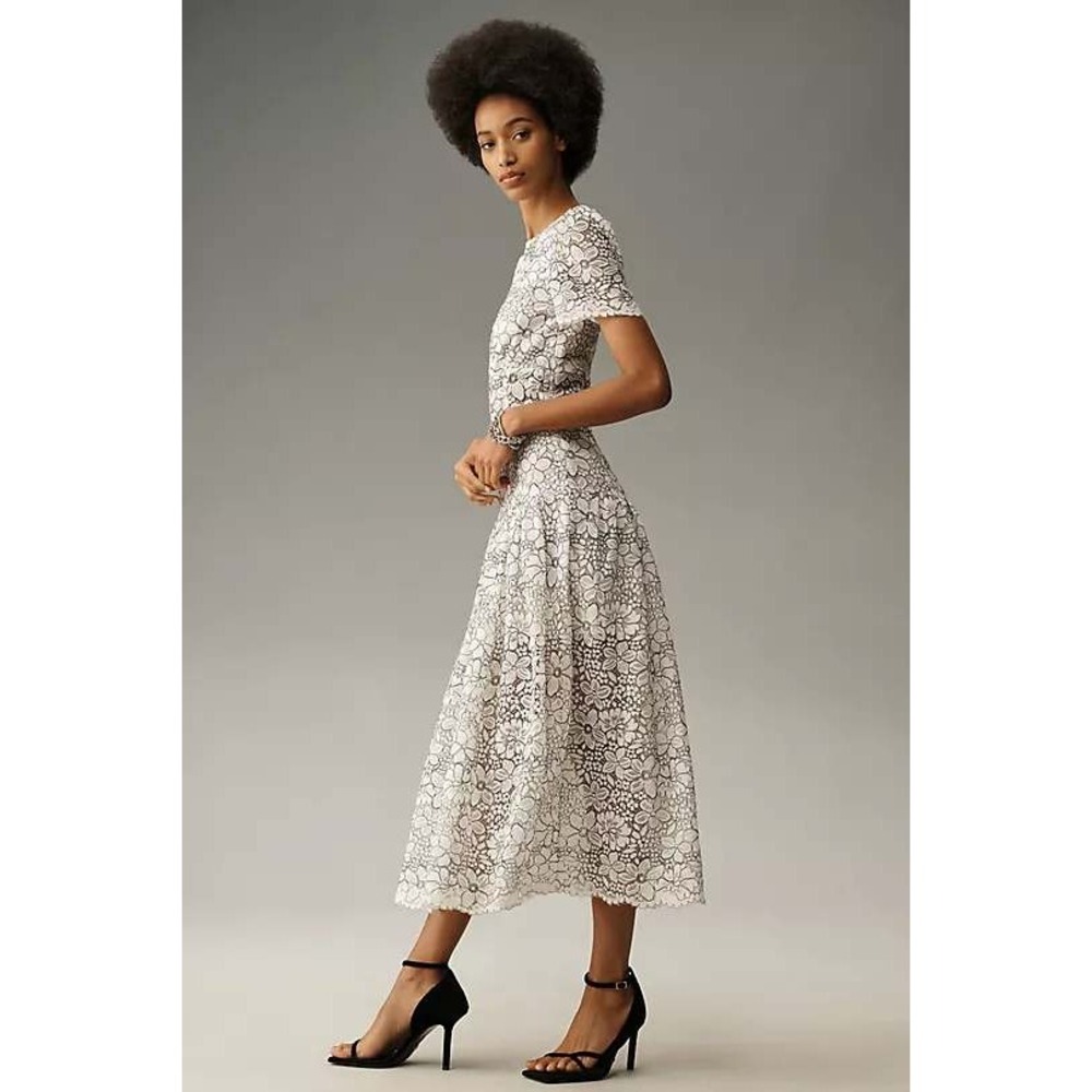 Walter Baker Mila Drop Waist Floral Lace Midi Dress Small NWT Anthro Coquette - Picture 2 of 8